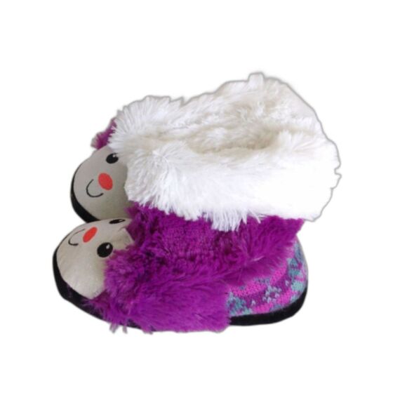 NEW Kids Unisex Muk Luks Zoo Friends Purple Monkey Faux Fur Slippers, S (10-11) - Picture 3 of 5
